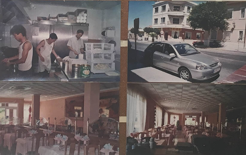 Photos of Chinese emigrants who set up a catering business in Spain. Courtesy of Qiu, another villager