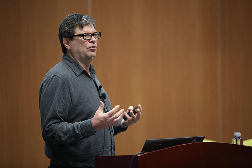 Yann LeCun, director of AI research at Facebook, gives a talk at New York University Shanghai, March 24, 2017. Courtesy of NYU Shanghai