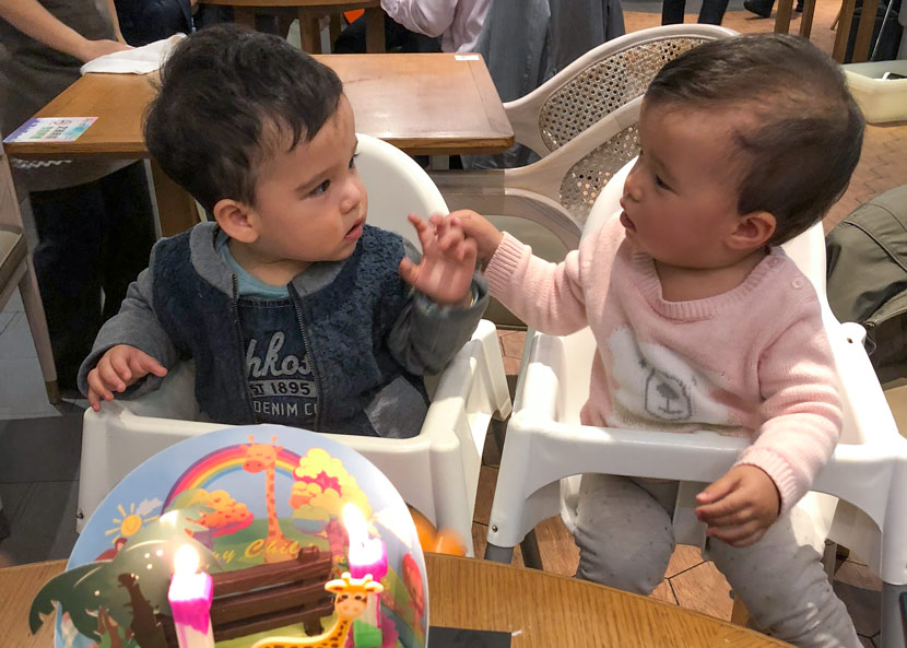 Luke and Geneva celebrate their first birthday in Shanghai, November 2018. Courtesy of George Zeng