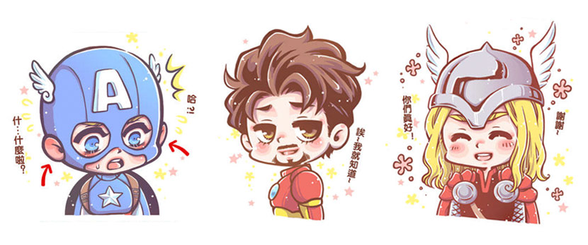 Fan art of Captain America, Iron Man, and Thor. Courtesy of Weibo user @阿枫41