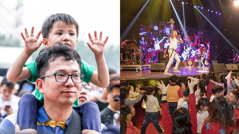 A Hand in Hand festival performance in Zhenjiang, Jiangsu province in 2018 (left) and in Shanghai in 2017 (right). From Hand in Hand’s WeChat account