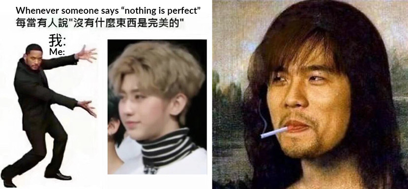 Memes made by fans of Cai Xukun (left) and Jay Chou. From Weibo