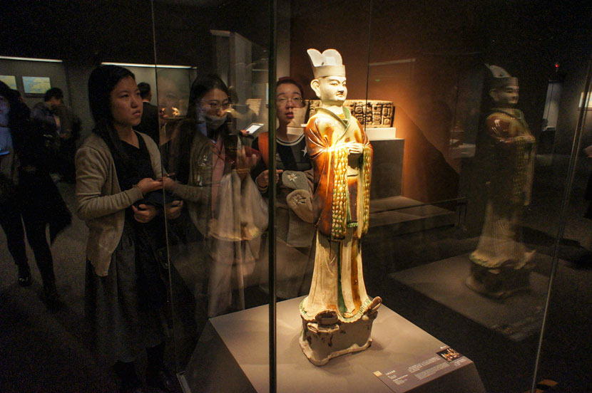 A Chinese Tang tomb figure on display at the ‘A History of the World in 100 Objects’ exhibition at the National Museum of China, Beijing, March 1, 2017. Zhang Jusheng/VCG