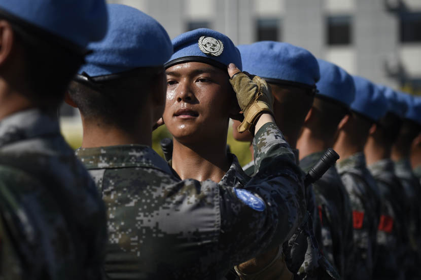 Chinese military personnel at a camp on the outskirts of Beijing participate in marching drills ahead of a military parade on Oct. 1 to celebrate the 70th anniversary of the founding of the People’s Republic of China, Sept. 25, 2019. Wang Zhao/EPA/VCG