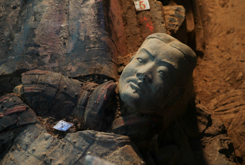A terra-cotta warrior, unearthed in Xi’an, Shaanxi province. Courtesy of Rong Bo