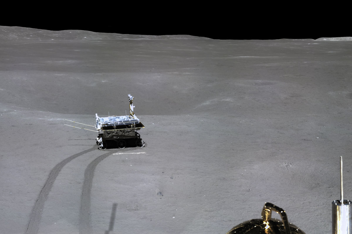 China’s lunar rover leaves its first ‘footprint’ after exiting a lander on the far side of the moon, published on Jan. 11, 2019. CNSA/Xinhua