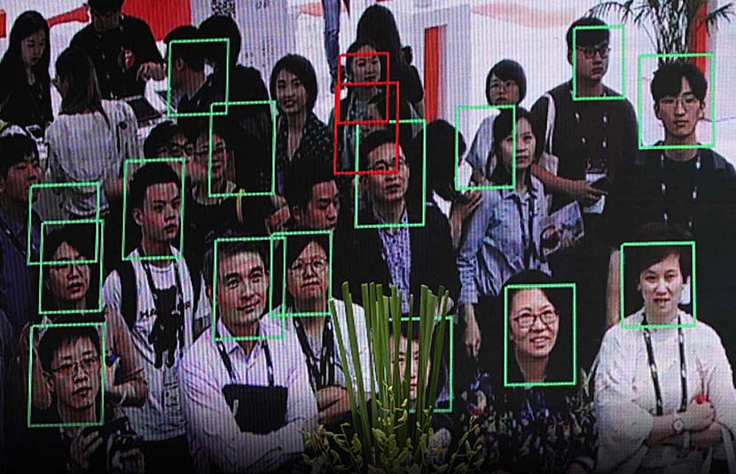 People attending the Consumer Electronics Expo Asia are identified using facial-recognition technology in Shanghai, June 11, 2019. Aly Song/Reuters/VCG