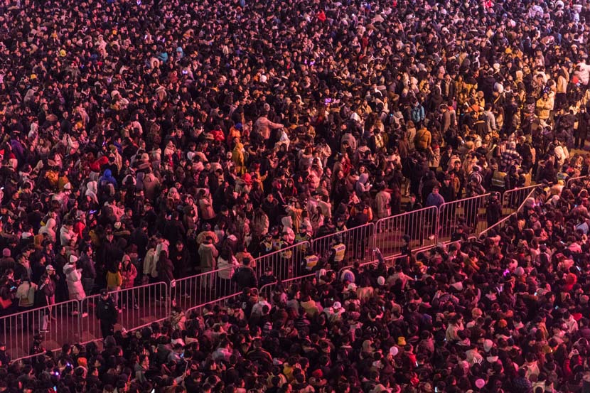 Revelers celebrate the New Year at scenic West Lake in Hangzhou, Zhejiang province, Dec. 31, 2019. Zheng Haipeng/Rayfoto