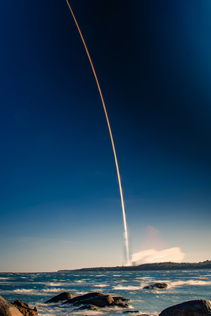 China’s new large carrier rocket, the Long March 5B, blasts off from the Wenchang Space Launch Center in Wenchang, Hainan province, May 5, 2020. Zheng Ke/People Visual