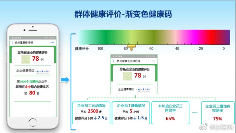 Screenshots of Hangzhou’s proposal for a permanent color-code system for tracking residents’ health status. From Weibo