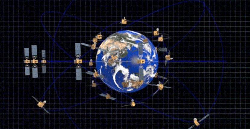 A visual rendering of the BeiDou Navigation Satellite System orbiting the Earth. Zhang Zhiqiang for Sixth Tone