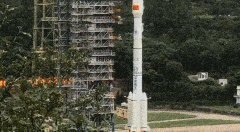 A GIF shows the 55th and final satellite for the BeiDou Navigation Satellite System being sent into space from the Xichang Satellite Launch Center in Sichuan province, June 23, 2020. From The Paper