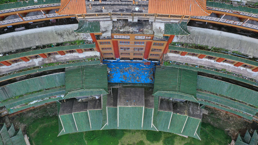 Details of the unfinished roof of a government construction project in Dushan County, Guizhou province, July 14, 2020. Qin Gang/People Visual