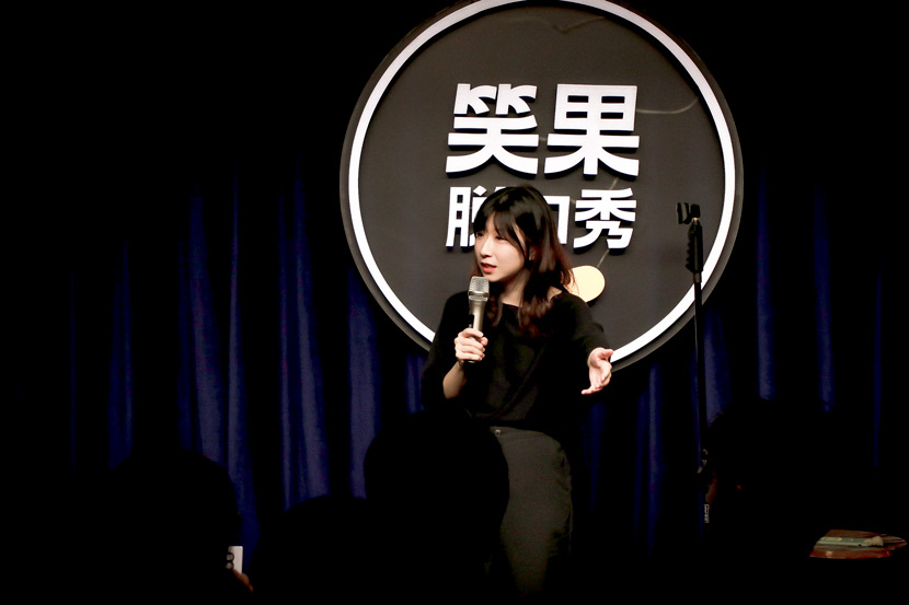 Norah Yang performs standup comedy in Shanghai, 2019. Courtesy of Norah Yang