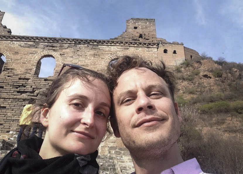Diane Vandesmet and Harm Fitié pose for a selfie at the Great Wall of China in Beijing, 2014. Courtesy of Diane Vandesmet