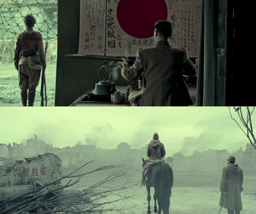 Stills from 2020 film “The Eight Hundred.” From Douban