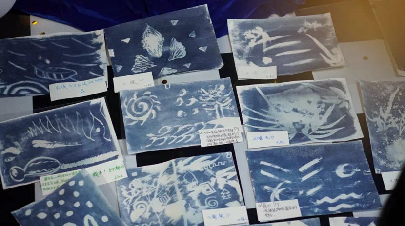 Cyanotype prints on display at the "Pity Party" exhibition in Shanghai, October 2020. Courtesy of Xiao Ka