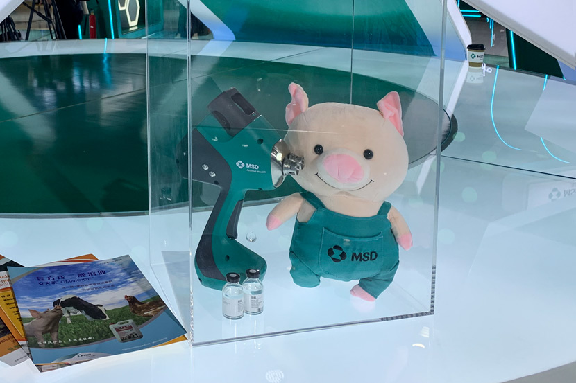 MSD’s needleless injection gun for administering vaccines to pigs, displayed at the third annual China International Import Expo in Shanghai, Nov. 5, 2020. Yuan Ye/Sixth Tone