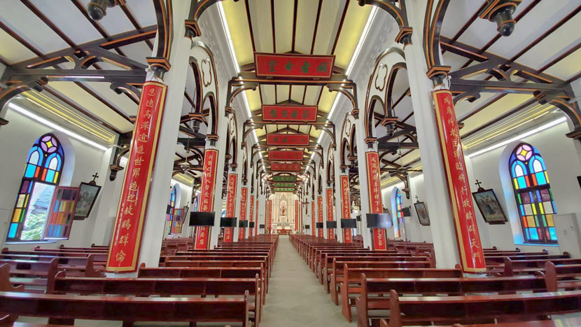 An interior view of the Sanliqiao Catholic Church in Wuxi, Jiangsu province, Aug. 11, 2020. Courtesy of Zhu Yiwen