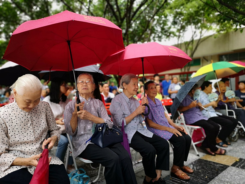 Elderly self-comb women take part in a self-comb cultural heritage memorial event in Foshan, Guangdong province, 2018. Zheng Junbin/Southern Metropolis Daily/People Visual
