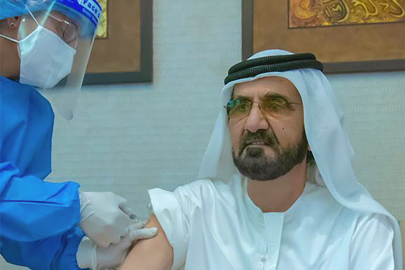 Ruler of Dubai Sheikh Mohammed bin Rashid Al-Maktoum receives Sinopharm’s COVID-19 vaccine in Dubai, Nov. 3, 2020. AFP via People Visual