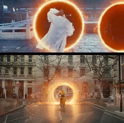 Screenshots show similar scenes in Marvel’s “Doctor Strange” and Chinese production “The Yin-Yang Master: Dream of Eternity.” From Weibo