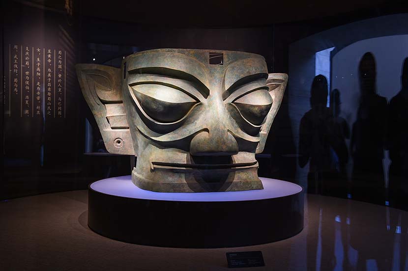 A bronze sculpture on display at the Sanxingdui Museum in Guanghan, Sichuan province, Sept. 6, 2020. People Visual
