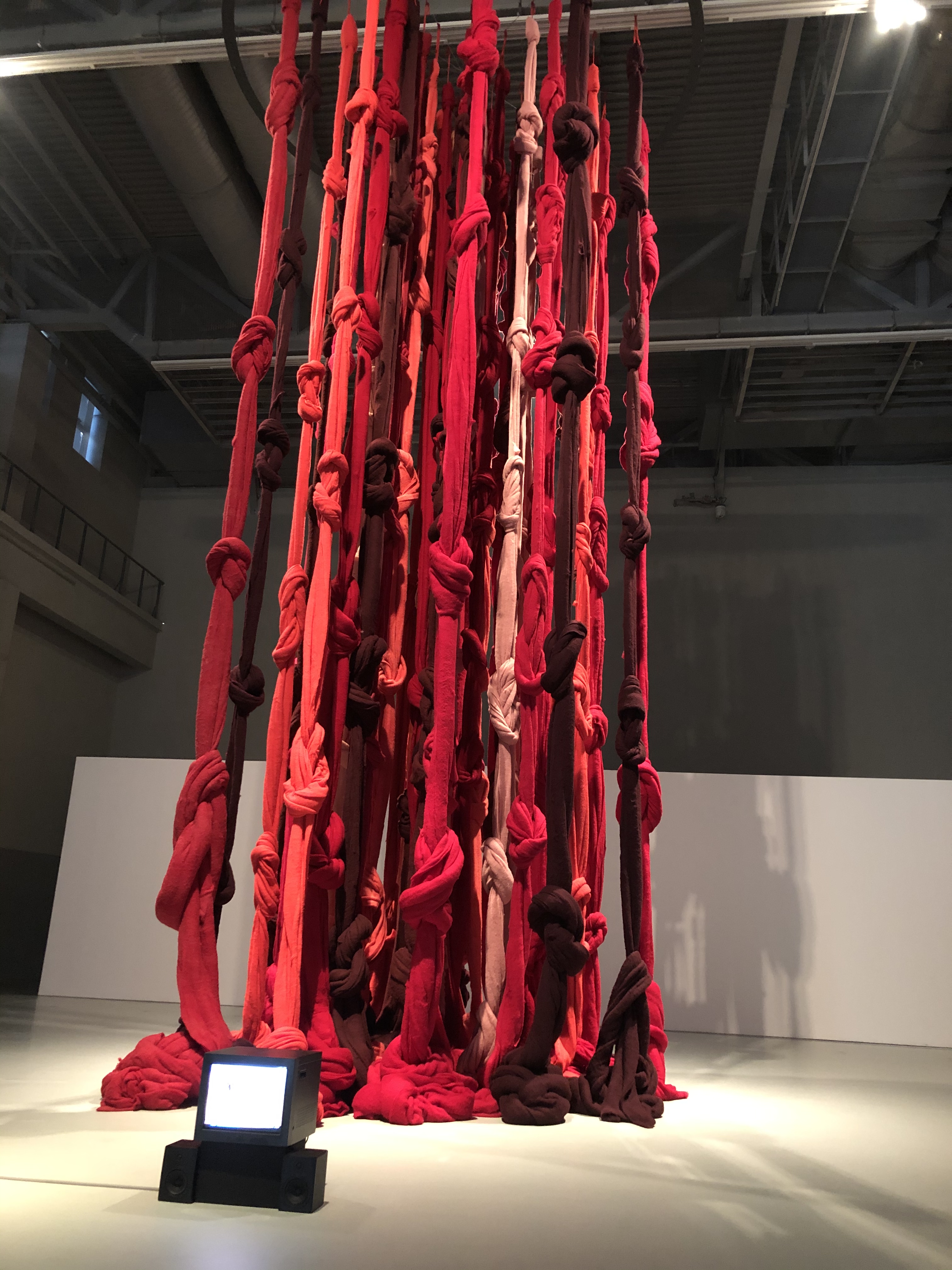 “Quipu Menstrual” by Chilean artist Cecilia Vicuña, exhibited at the 13th Shanghai Biennale.