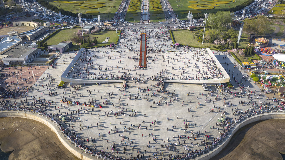 An aerial view of Xinghai Square in Dalian, Liaoning province, May 2, 2021. Gu Yue/People Visual