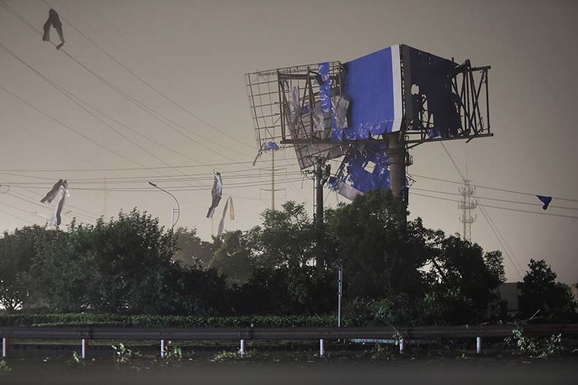 Electric wires and telegraph poles are destroyed by a tornado in Suzhou, Jiangsu province, May 15, 2021. People Visual