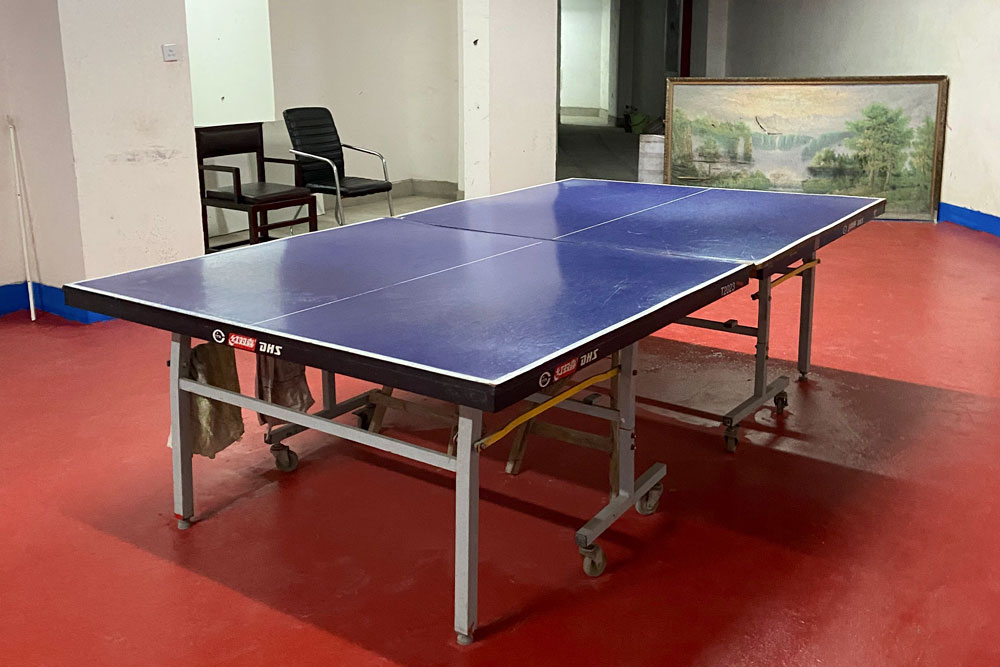 The sports room Xu manages in Shanghai. He now uses WeChat to call his friends and play table tennis. Courtesy of Ma Qinglong
