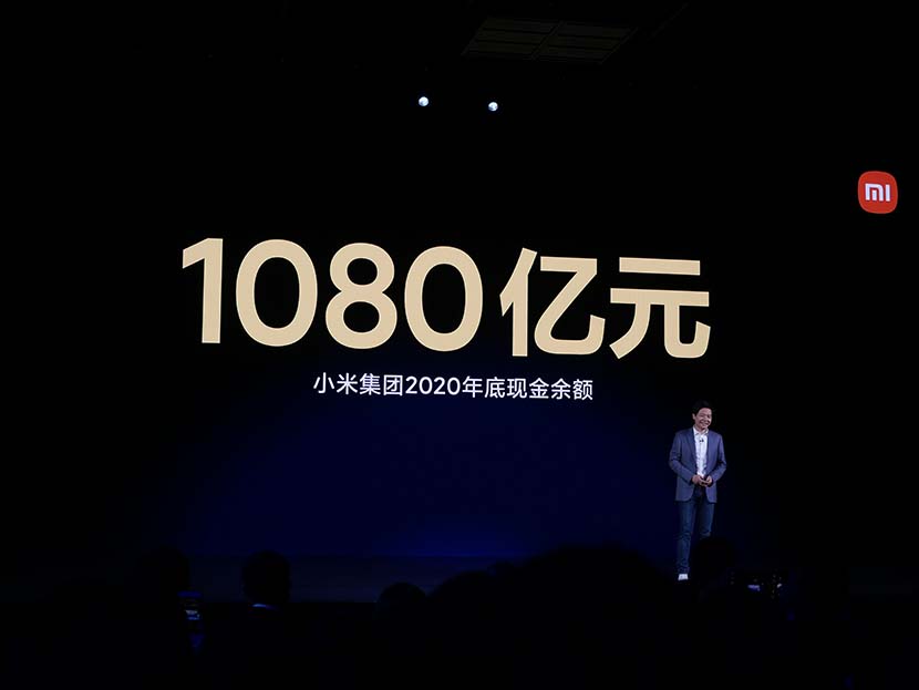 Xiaomi CEO Lei Jun during a product launch in Beijing, March 30, 2021. People Visual
