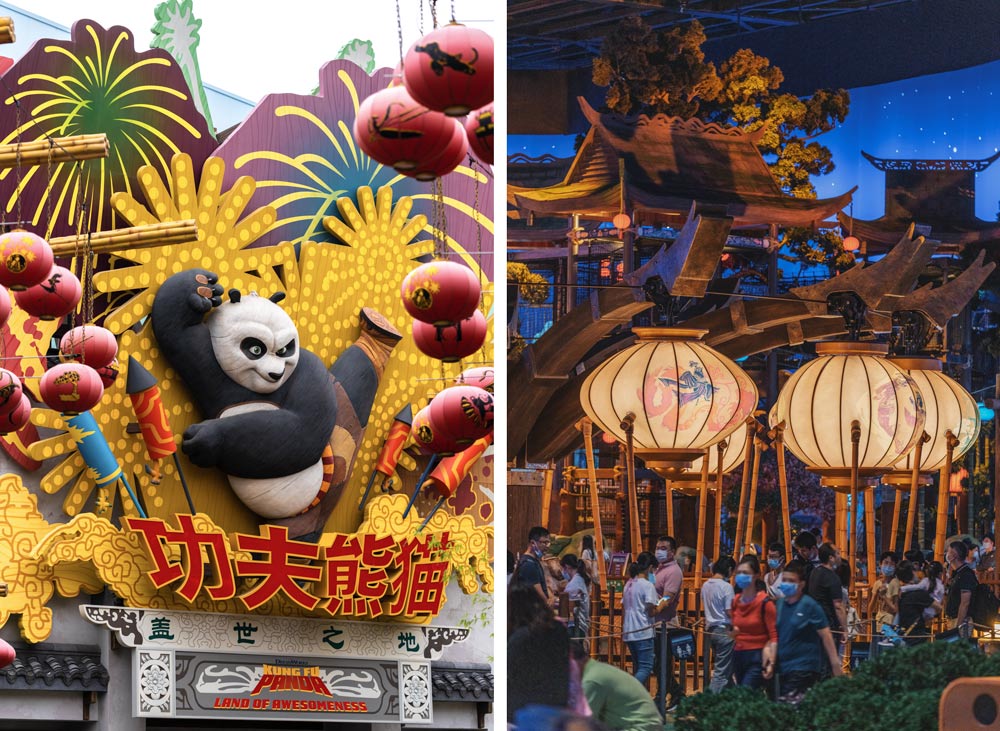 The exterior and interior view of Kung Fu Panda Land of Awesomeness at Universal Beijing Resort during its trial run in Beijing, Sept. 4, 2021. Ding Junhao/People Visual