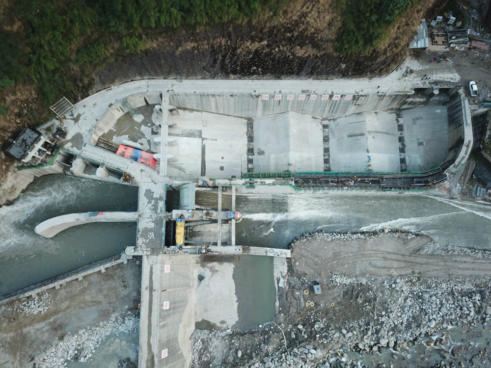 An aerial view of a hydropower station being repaired by PowerChina in Nepal, 2018. Zhong Xin/CNS/People Visual