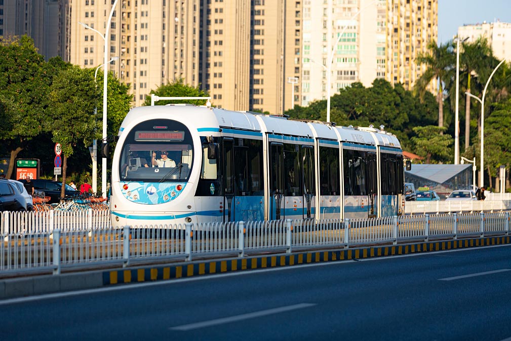 A tram in Zhuhai, Guangdong province, Nov. 17, 2019. 500px/People Visual