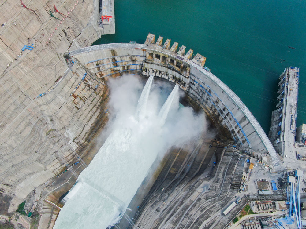 An aerial view of the Baihetan Hydropower Station in Liangshan, Sichuan province, June 27, 2021. People Visual