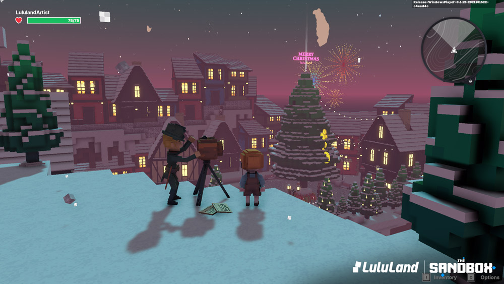 A LuluLand Christmas party in The Sandbox. Courtesy of SanDAO