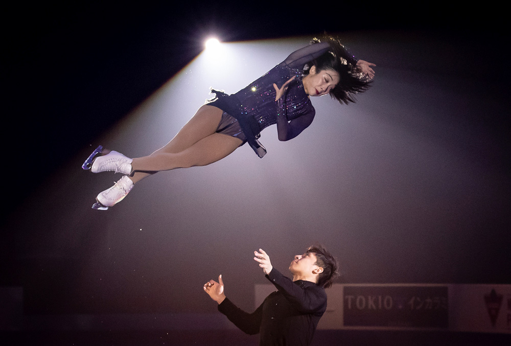 Sui Wenjing and Han Cong perform during the exhibition gala at the Skate Canada figure skating competition in Vancouver, British Columbia, Oct. 31, 2021. Darryl Dyck/The Canadian Press via People Visual