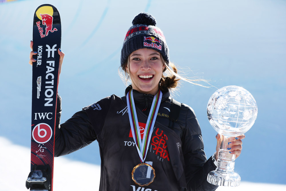 Gu Ailing poses for a photo after placing first in the Women’s Freeski Halfpipe competition at the Toyota U.S. Grand Prix, U.S., Jan. 8, 2022. Sean M. Haffey via People Visual