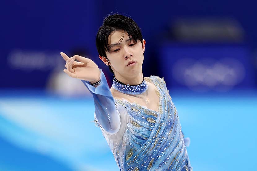Yuzuru Hanyu skates during the men’s short program at the 2022 Winter Olympics in Beijing, Feb. 8, 2022. Dean Mouhtaropoulos/Getty Images/People Visual
