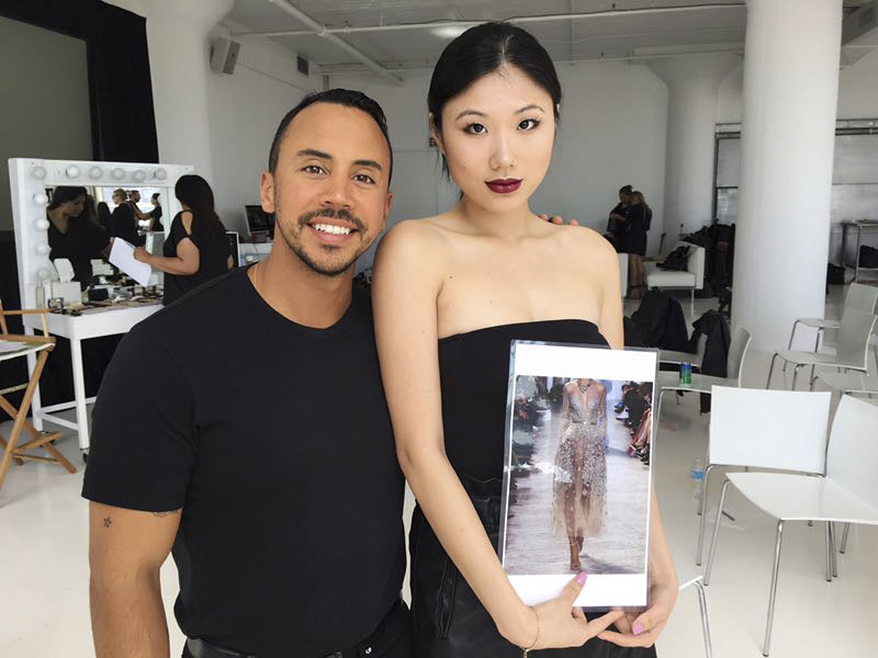 Model Melissa Jo (right) and artist Juan Belmonte (left) pose for a photo at a studio in New York, May 2017. Courtesy of Melissa Jo