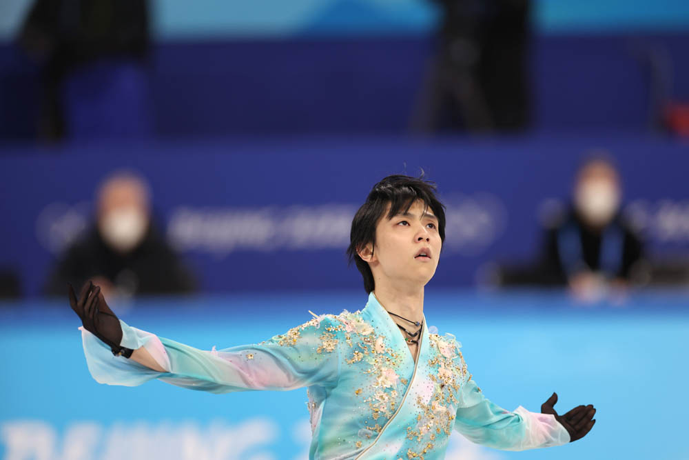 Yuzuru Hanyu of Japan during the Men’s Free Skating competition in Beijing, Feb. 10, 2022. The Pyeongchang and Sochi winter games champion came in fourth this time. Koji Aoki/AFLO SPORT via VCG