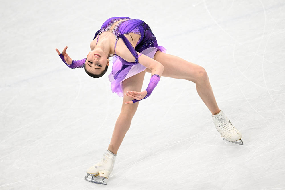 Russia’s Kamila Valieva competes in the women’s single skating short program in Beijing, Feb. 15, 2022. Valieva is still under investigation following a positive doping test in December, and she ranked fourth in the single skating final. Anne-Christine Poujoulat/AFP via VCG
