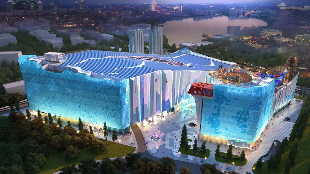A digital rendering of a completed Ice World. It's currently under construction in Shanghai's Lingang Special Area. Courtesy of Shanghai Snow Star Properties