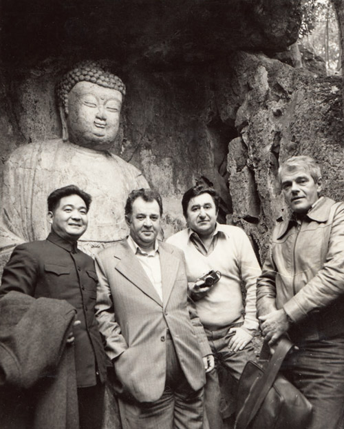 The creators of “Walter Defends Sarajevo” pose for a photo during their tour of China. Courtesy of Nebojša Jovanović