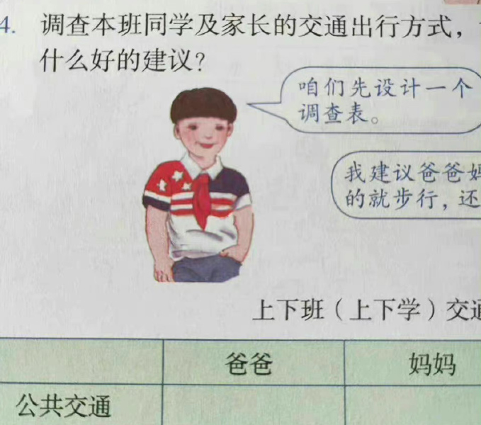 An illustration shows a boy wearing clothes with stars and stripes. From @赵德杰老师 on Weibo