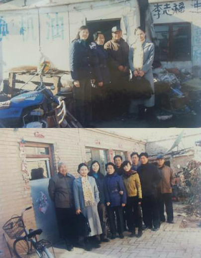 Lawyer Lin Lixia (top photo, left) on a visit to Yang Zhijun’s family. Courtesy of Lin Lixia