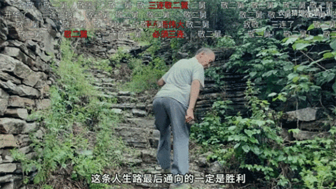A GIF from the video shows Erjiu on stone steps. From Bilibili