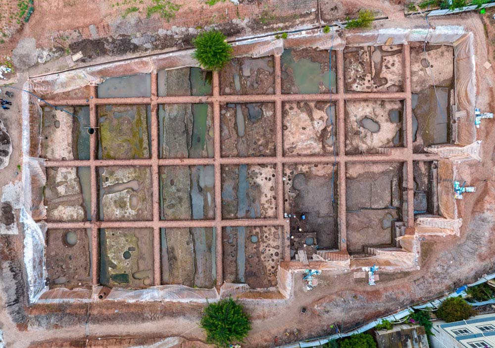 An aerial view of the archaeological site in Yunnan. Xinhua