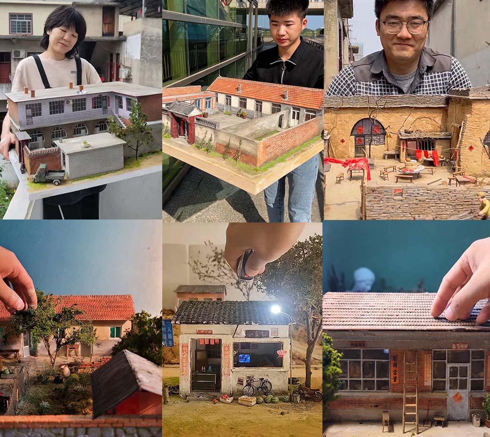 Miniatures of ’90s Chinese rural houses made by professional miniaturists. From Xiaohongshu